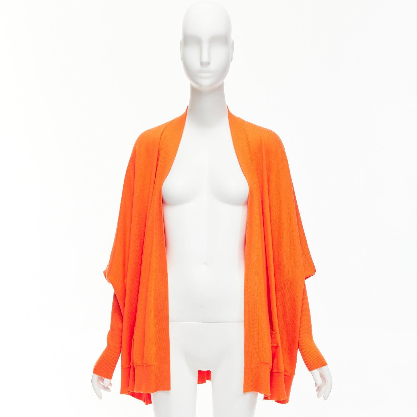 GIVENCHY 100% wool orange draped batwing ribbed sleeves relaxed cardigan M For Sale 5
