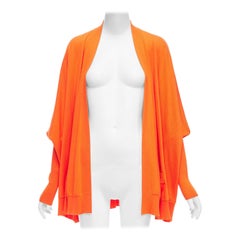 GIVENCHY 100% wool orange draped batwing ribbed sleeves relaxed cardigan M