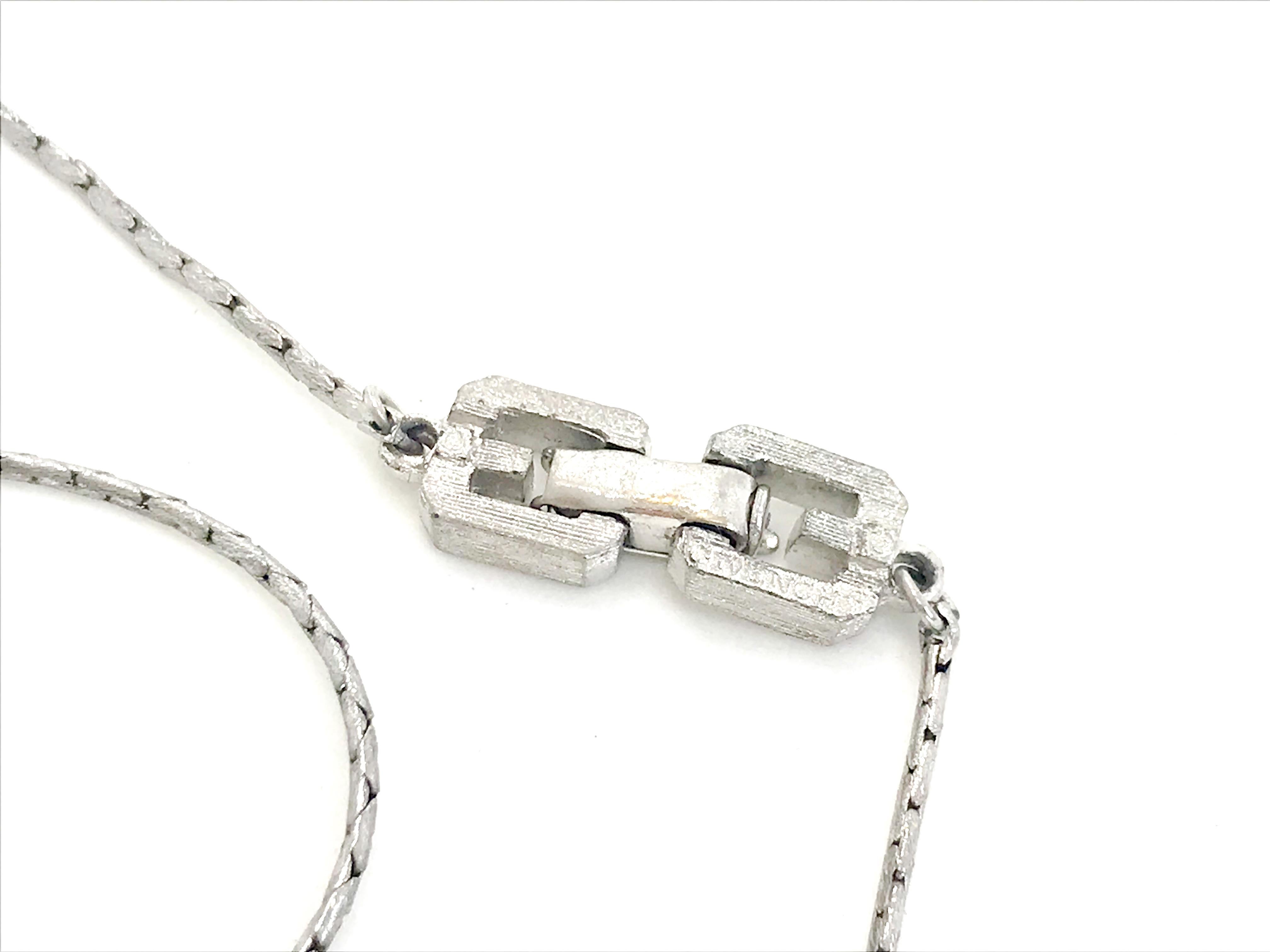 Contemporary Givenchy 1980 Vintage Silver Tone Pendant Necklace