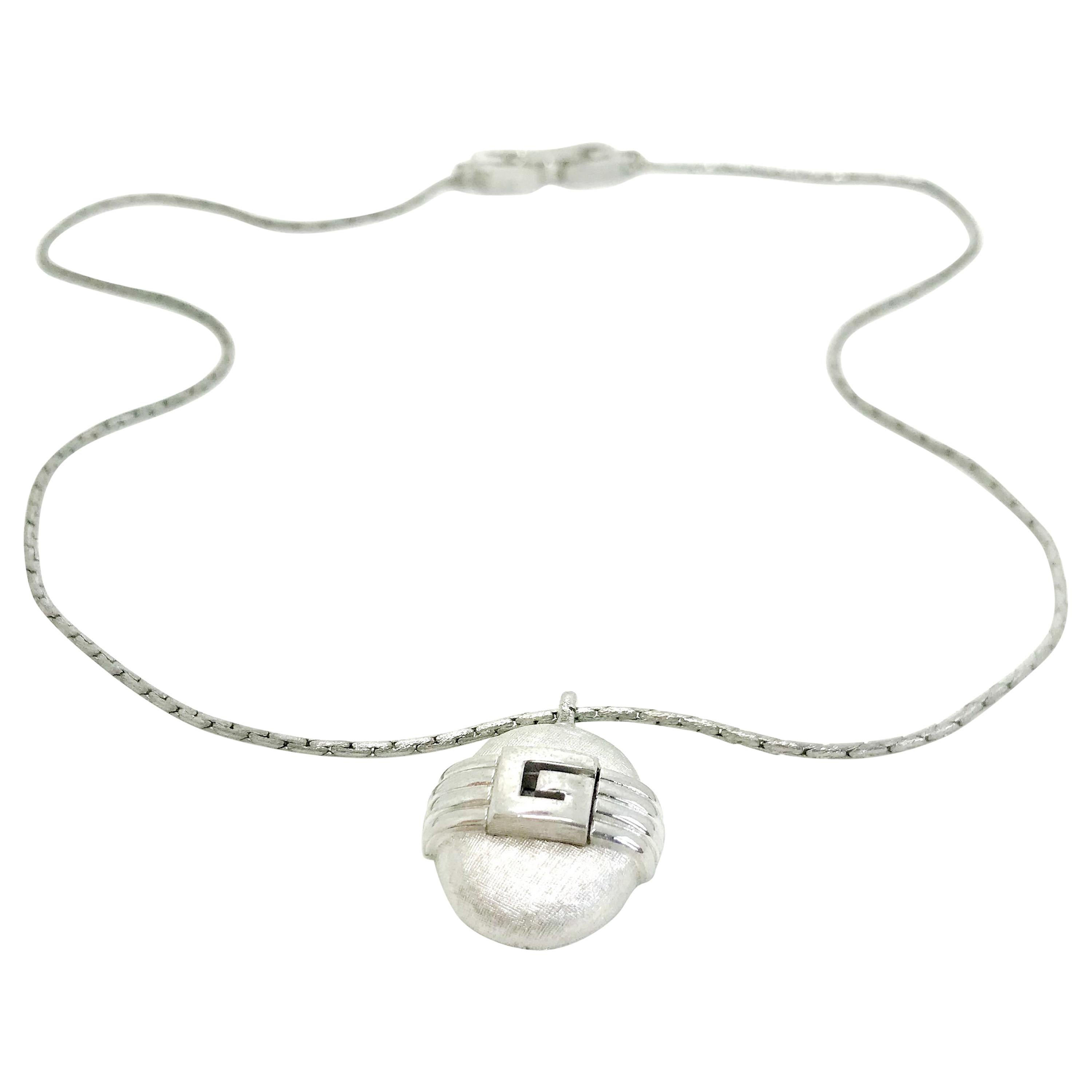 Givenchy 1980 Vintage Silver Tone Pendant Necklace