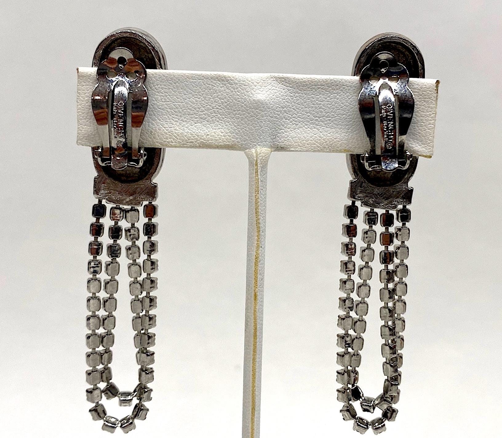 Women's Givenchy 1980s Art Deco Rhinstone Fringe Earrings