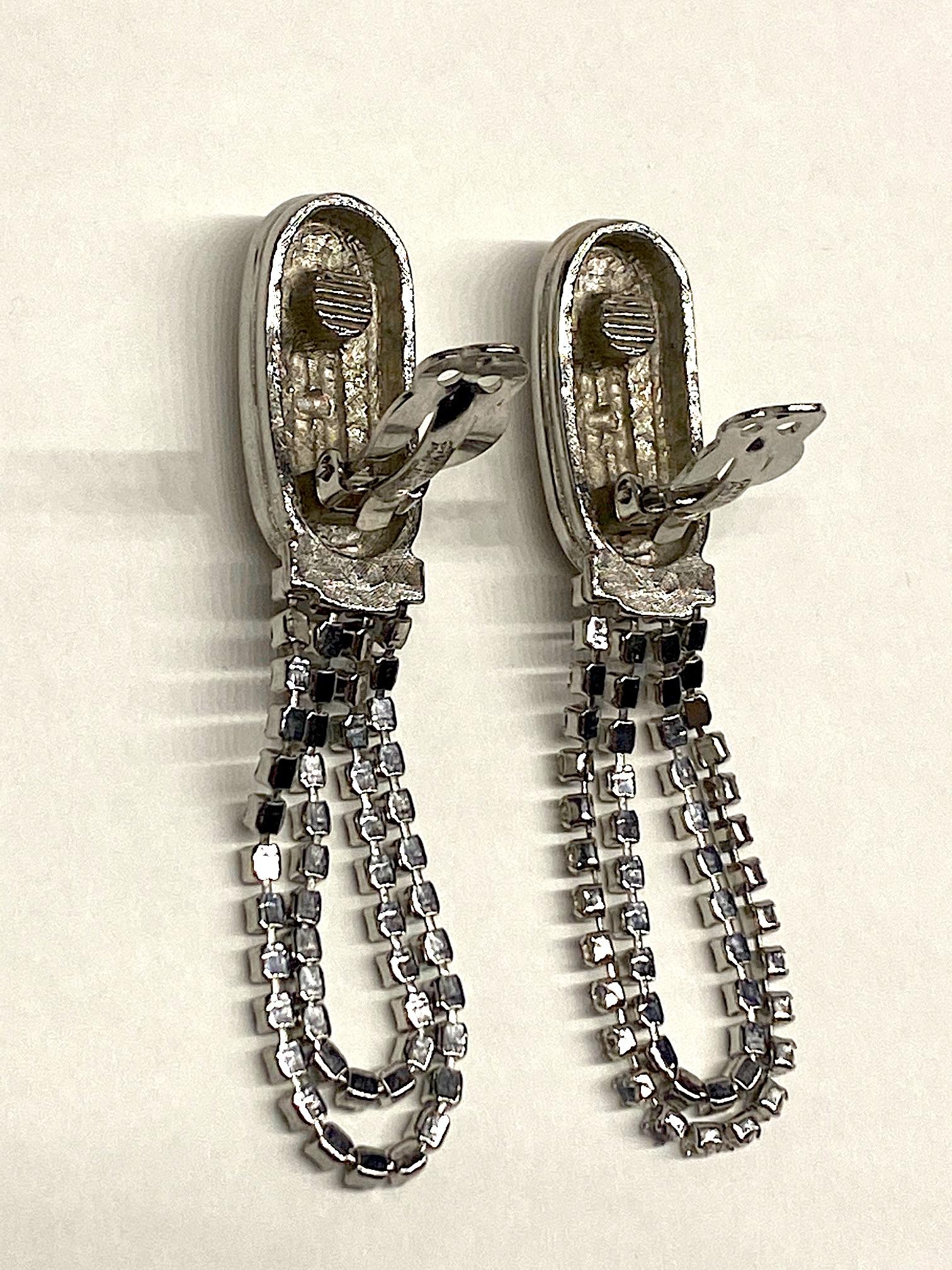 Givenchy 1980s Art Deco Rhinstone Fringe Earrings 4