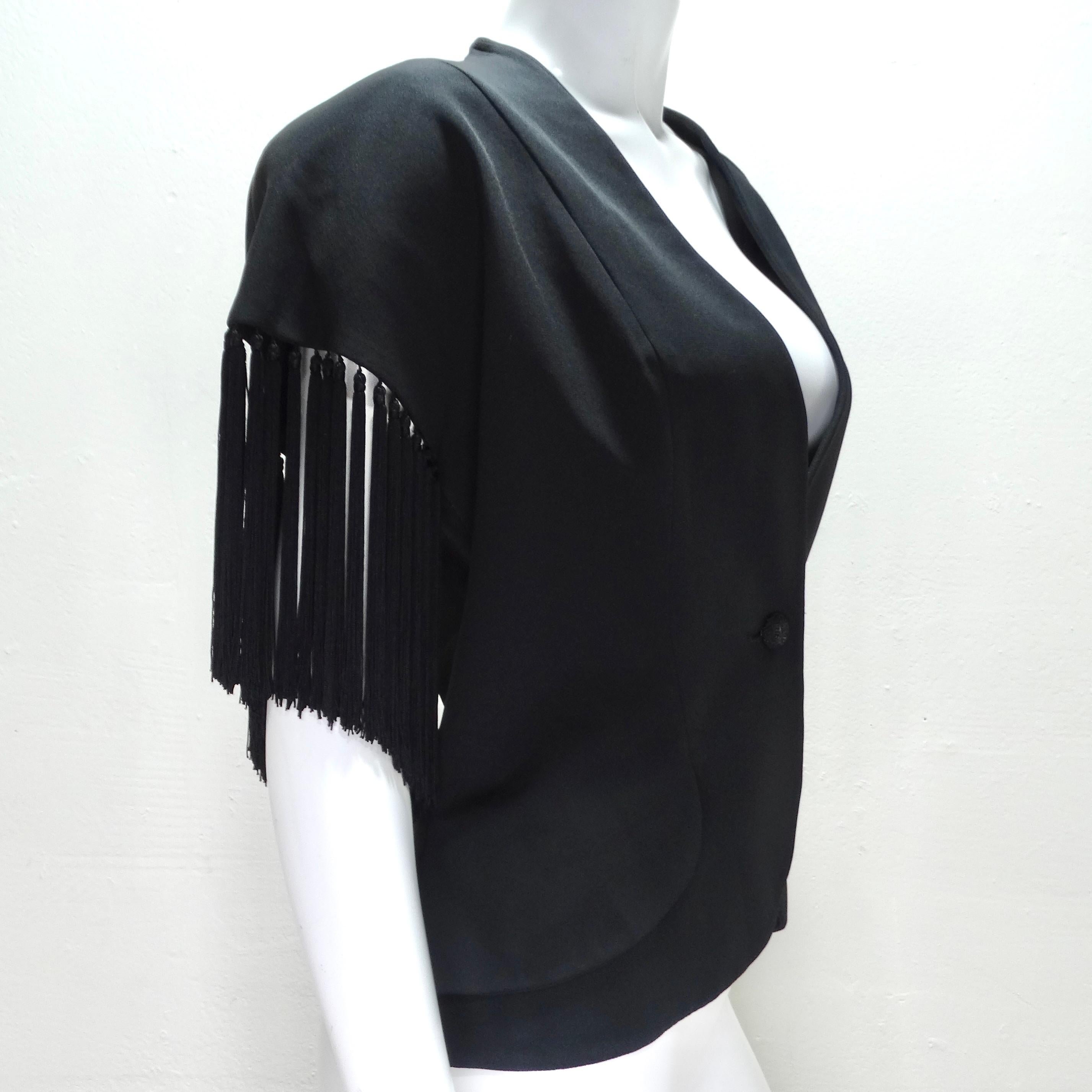 Givenchy 1980s Black Fringe Vest For Sale 1