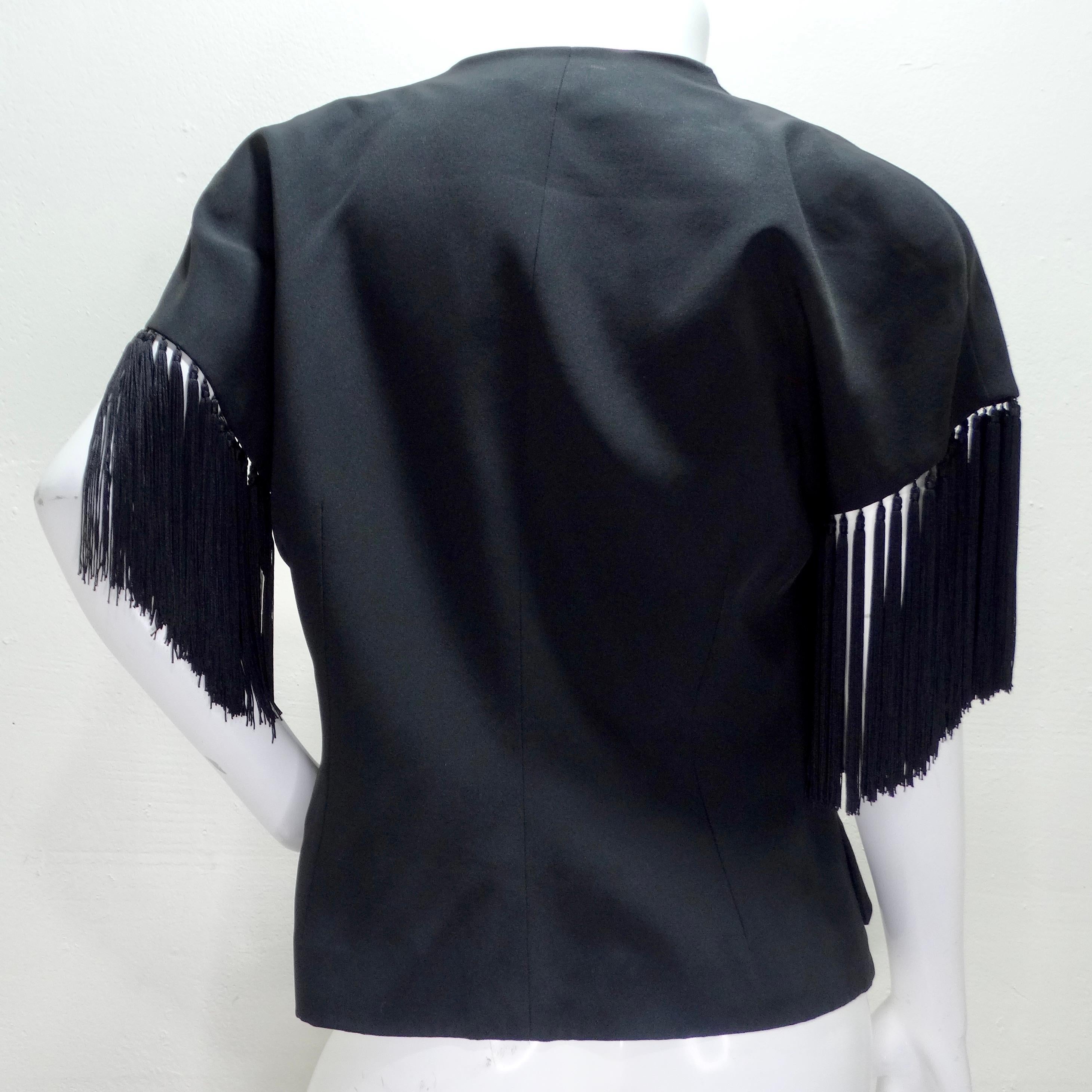 Givenchy 1980s Black Fringe Vest For Sale 2