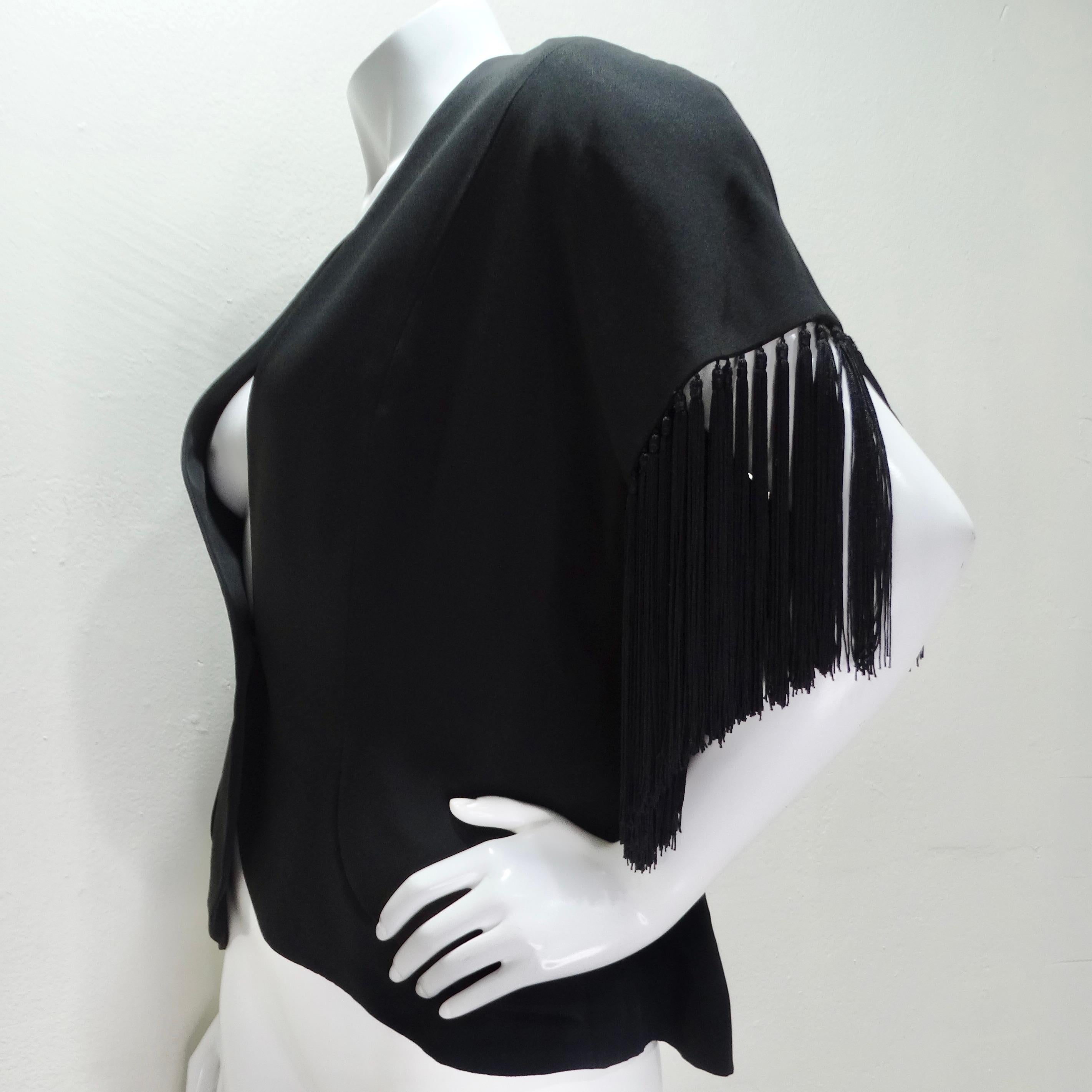 Givenchy 1980s Black Fringe Vest For Sale 4
