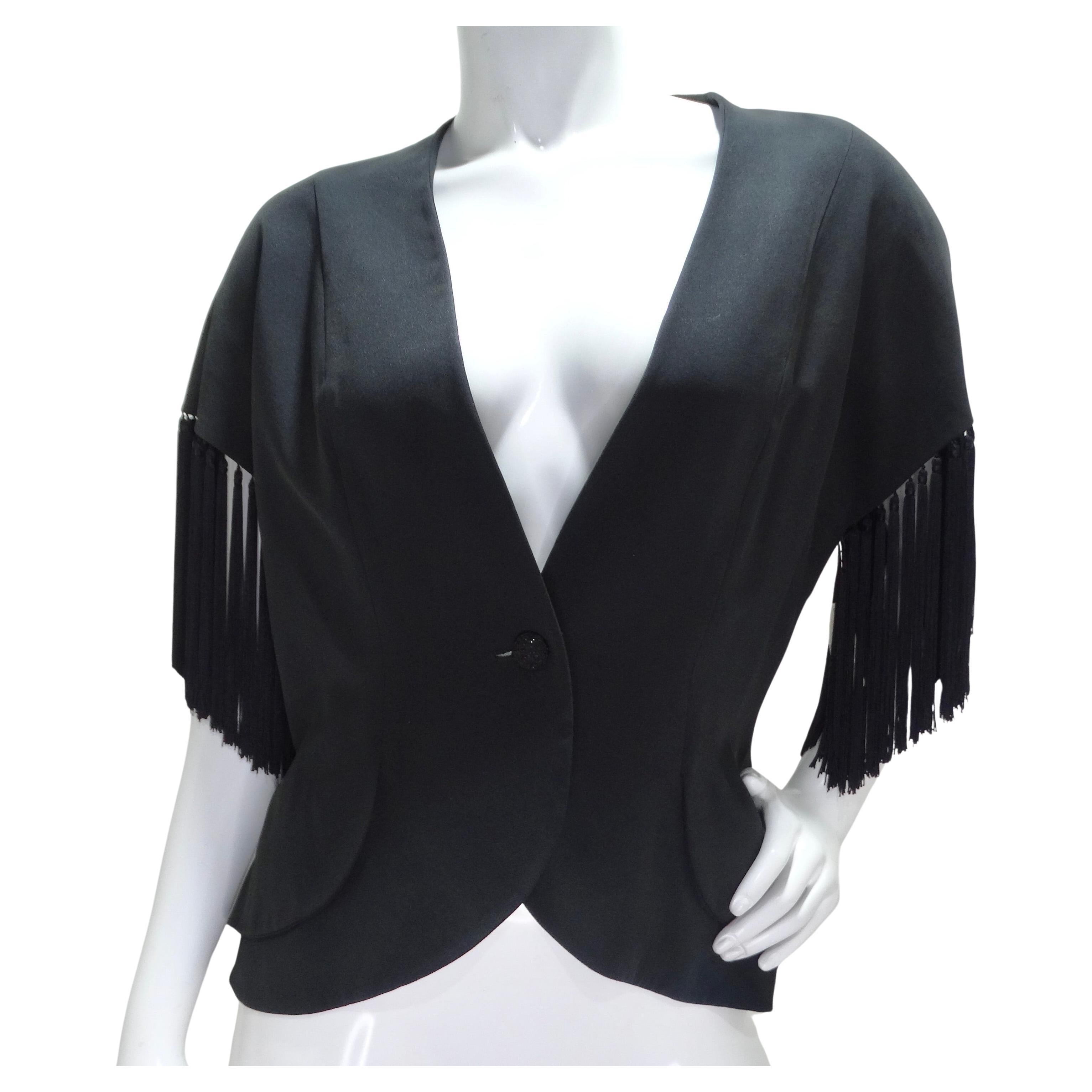 Givenchy 1980s Black Fringe Vest For Sale