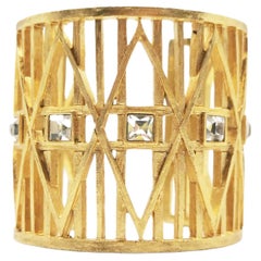 Givenchy 1980'S Gold Cuff Rhinestones Wide Bracelet Bangle Vintage