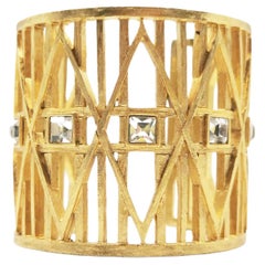 Givenchy 1980'S Brazalete Brazalete Ancho Oro Pedrería Vintage