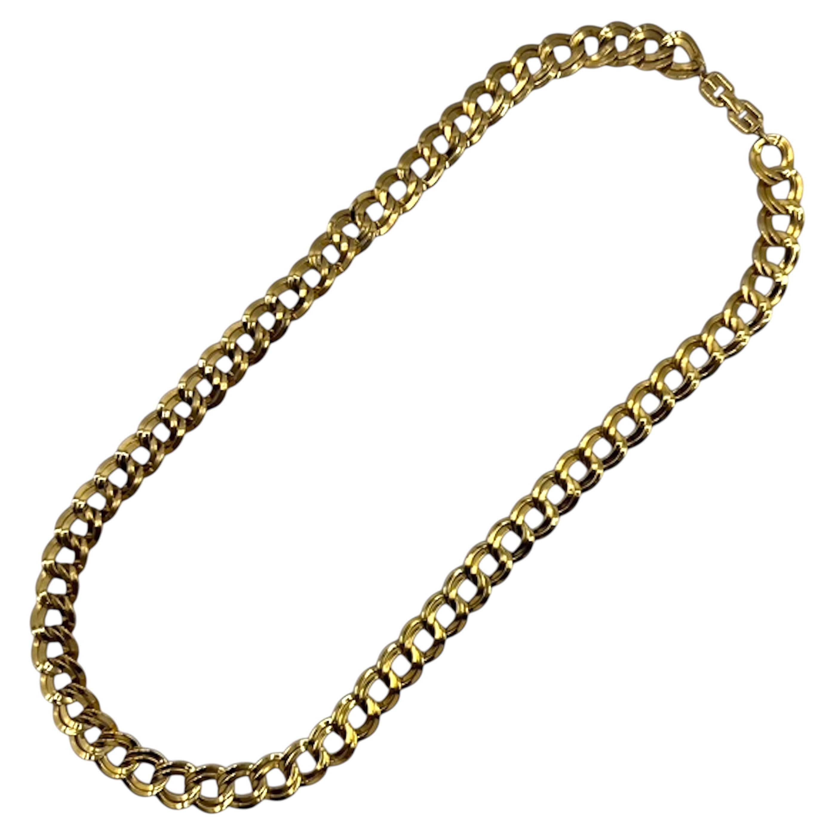 Pre-owned Givenchy 1980s Gold Double Link Long Chain Necklace In Multiple
