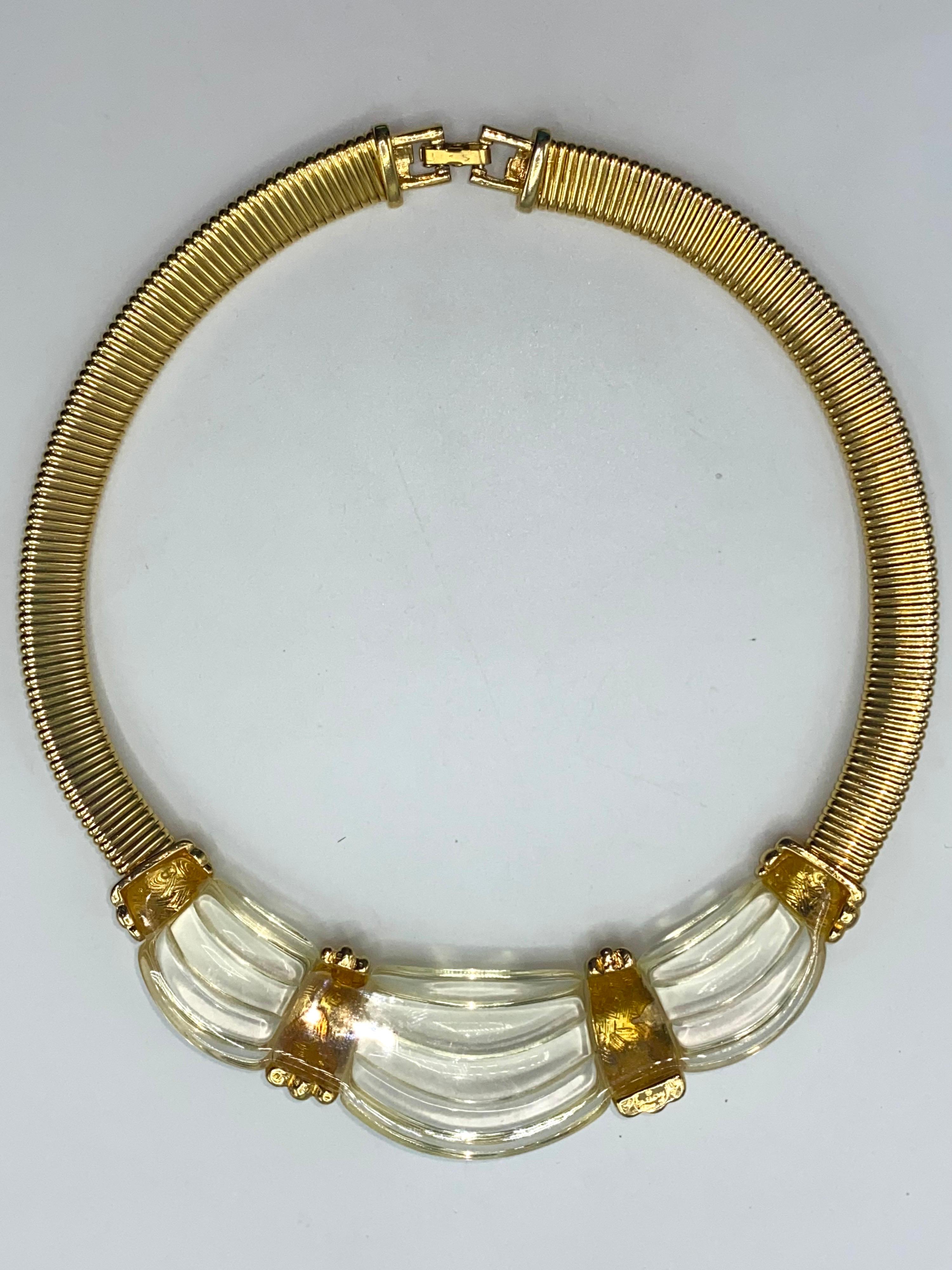 Givenchy 1980s Gold & Faux Rock Crystal Necklace 9