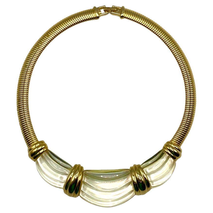 Givenchy 1980s Gold & Faux Rock Crystal Necklace