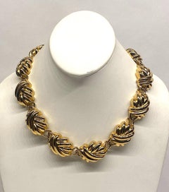 Givenchy 1980s Gold Knot Link Necklace