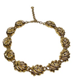 Givenchy 1980s Gold Knot Link Necklace