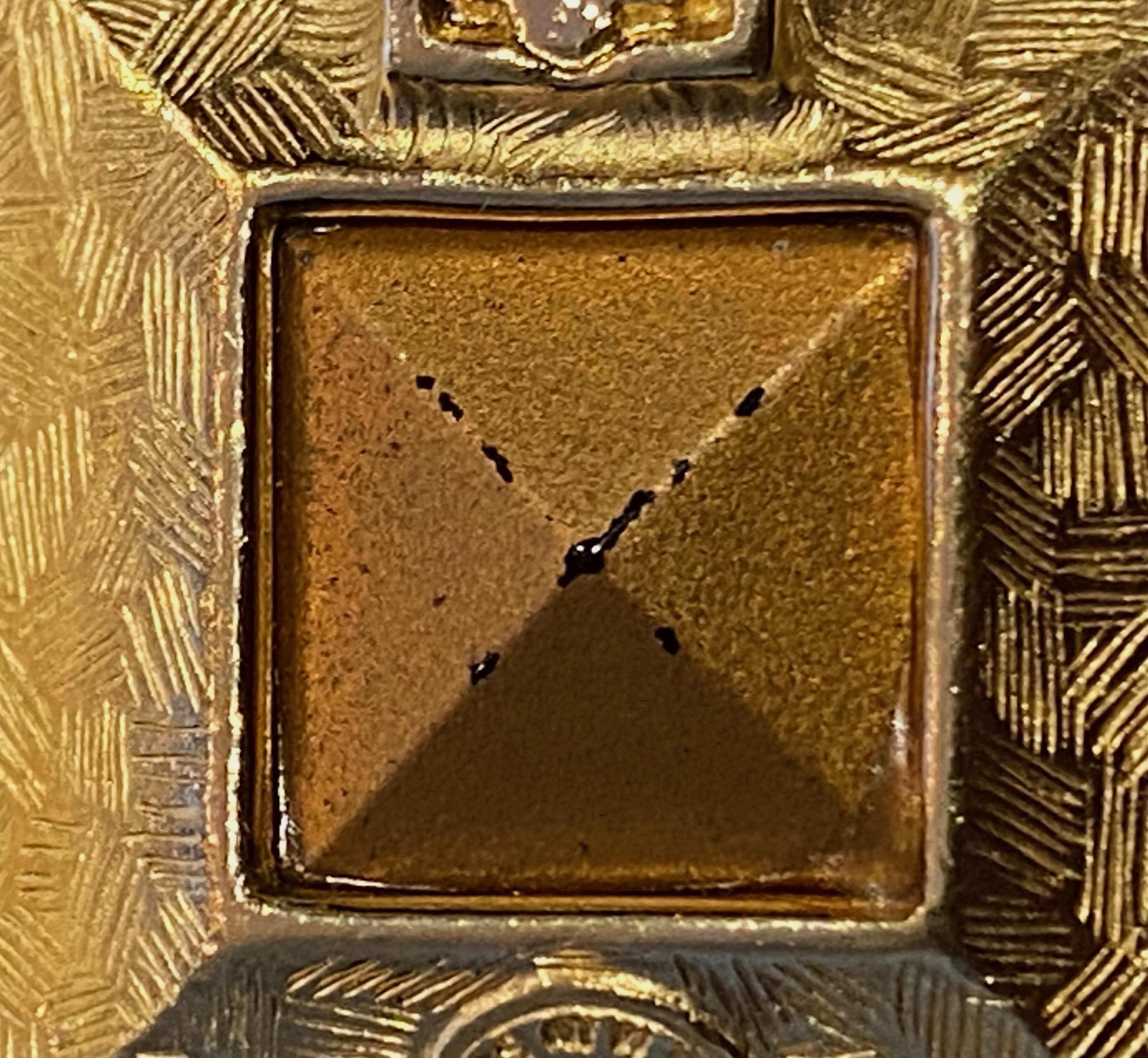 Givenchy 1980s Gold Link Necklace with Square Purple Crystal Pendant For Sale 6