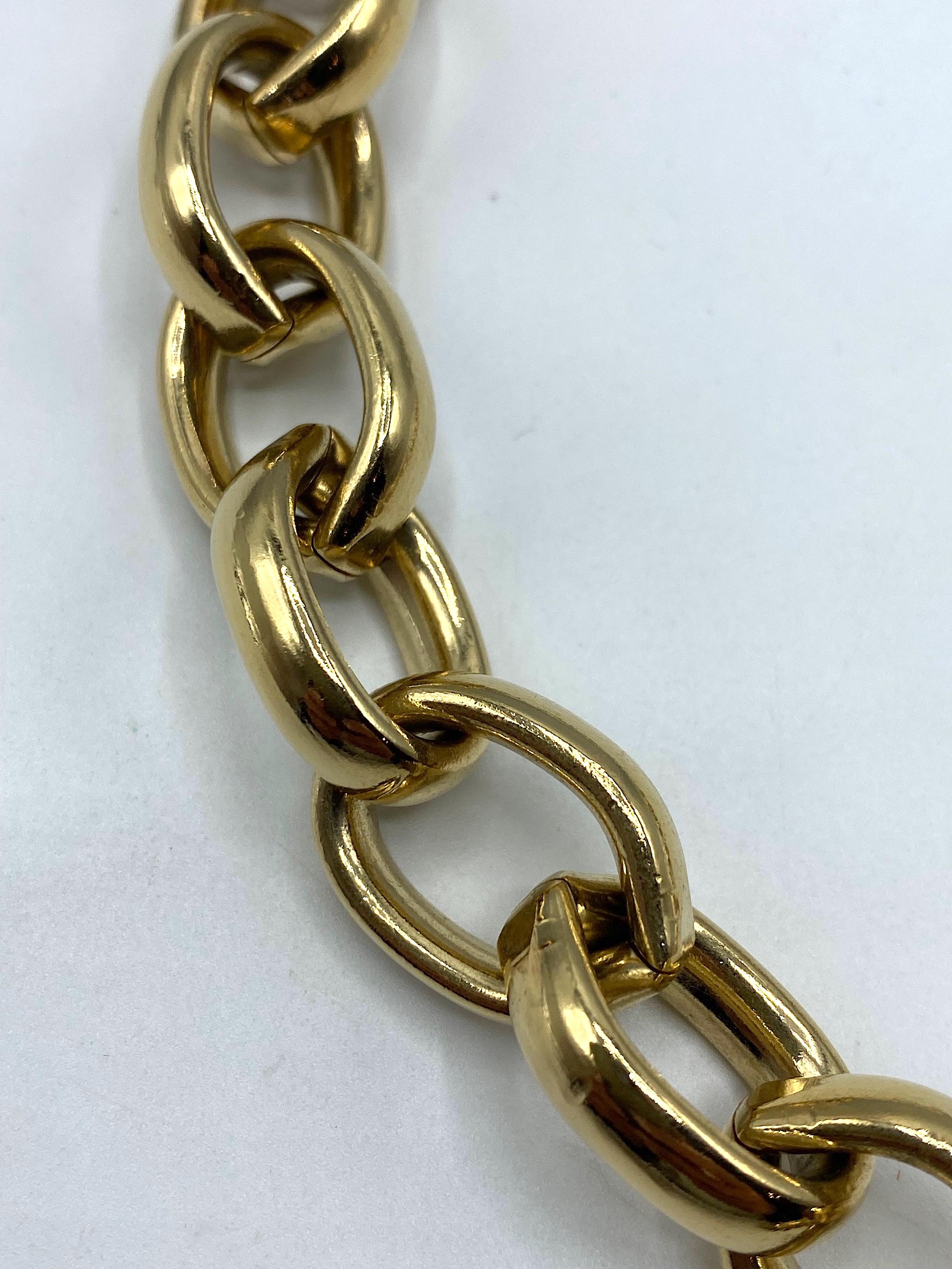 Square Cut Givenchy 1980s Gold Link Necklace with Square Purple Crystal Pendant For Sale