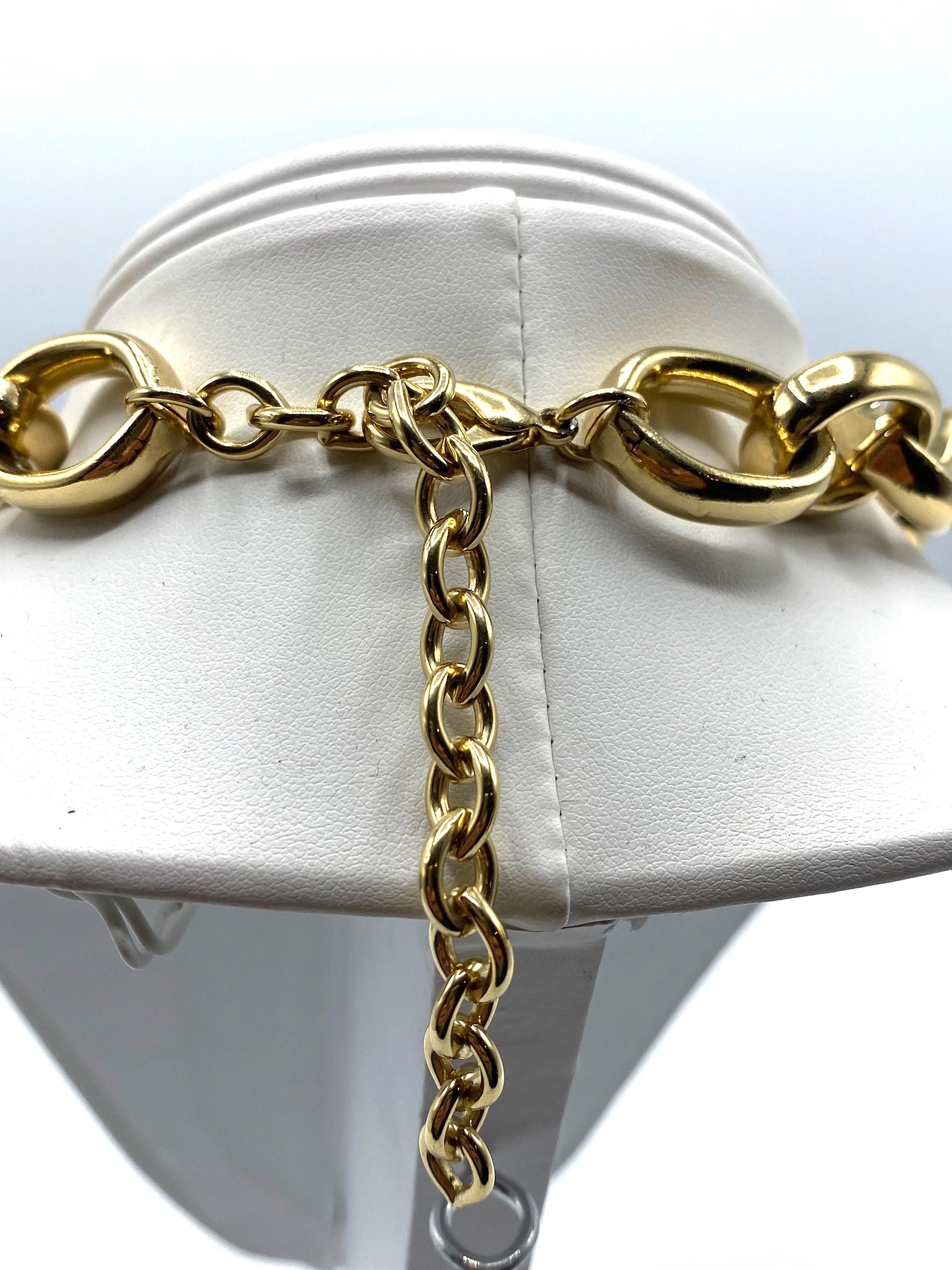 Givenchy 1980s Gold Link Necklace with Square Purple Crystal Pendant For Sale 4