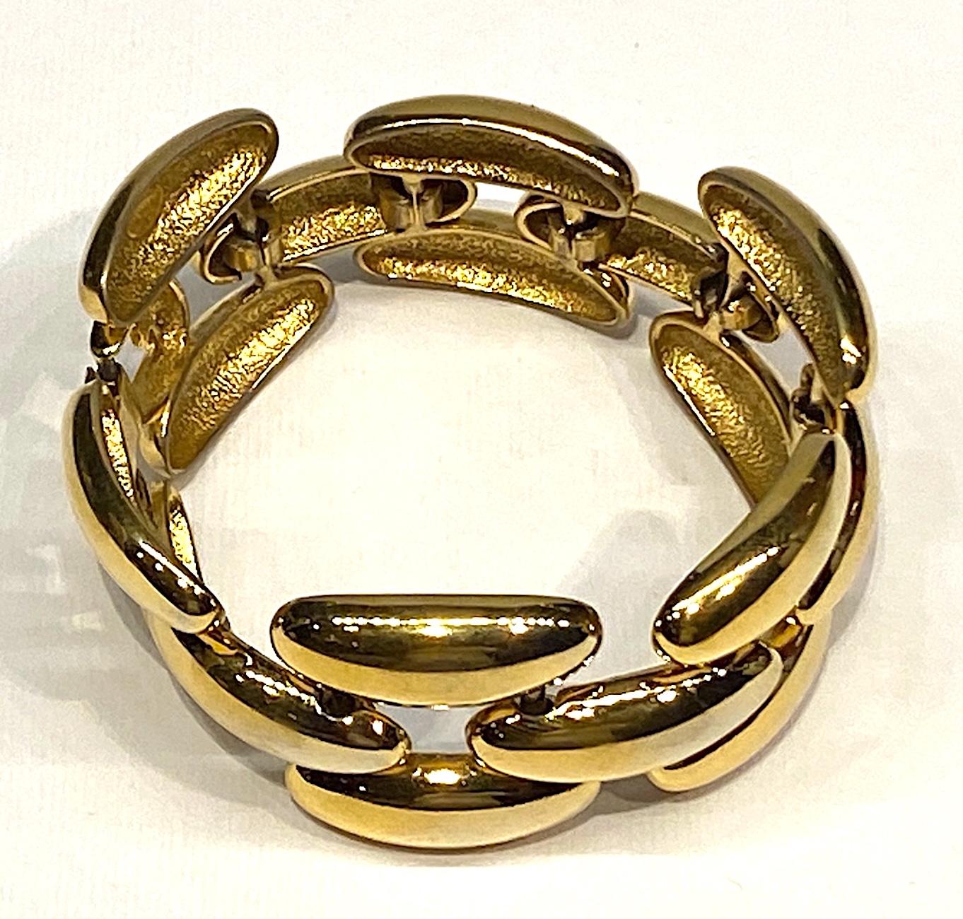 Modern Givenchy 1980s Gold Wide Link Bracelet