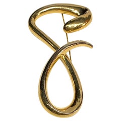 Givenchy 1980s Huge Script Letter "G" Brooch