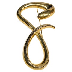 Givenchy 1980s Huge Script Letter "G" Brooch 