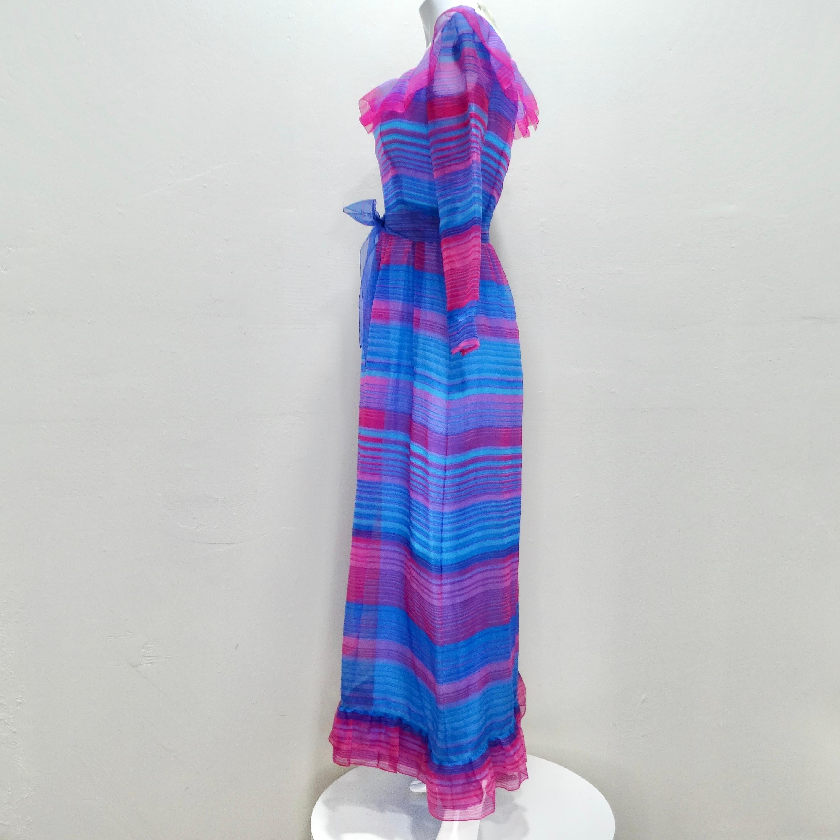 Givenchy 1980s Pink & Blue Stripe Dress For Sale 6