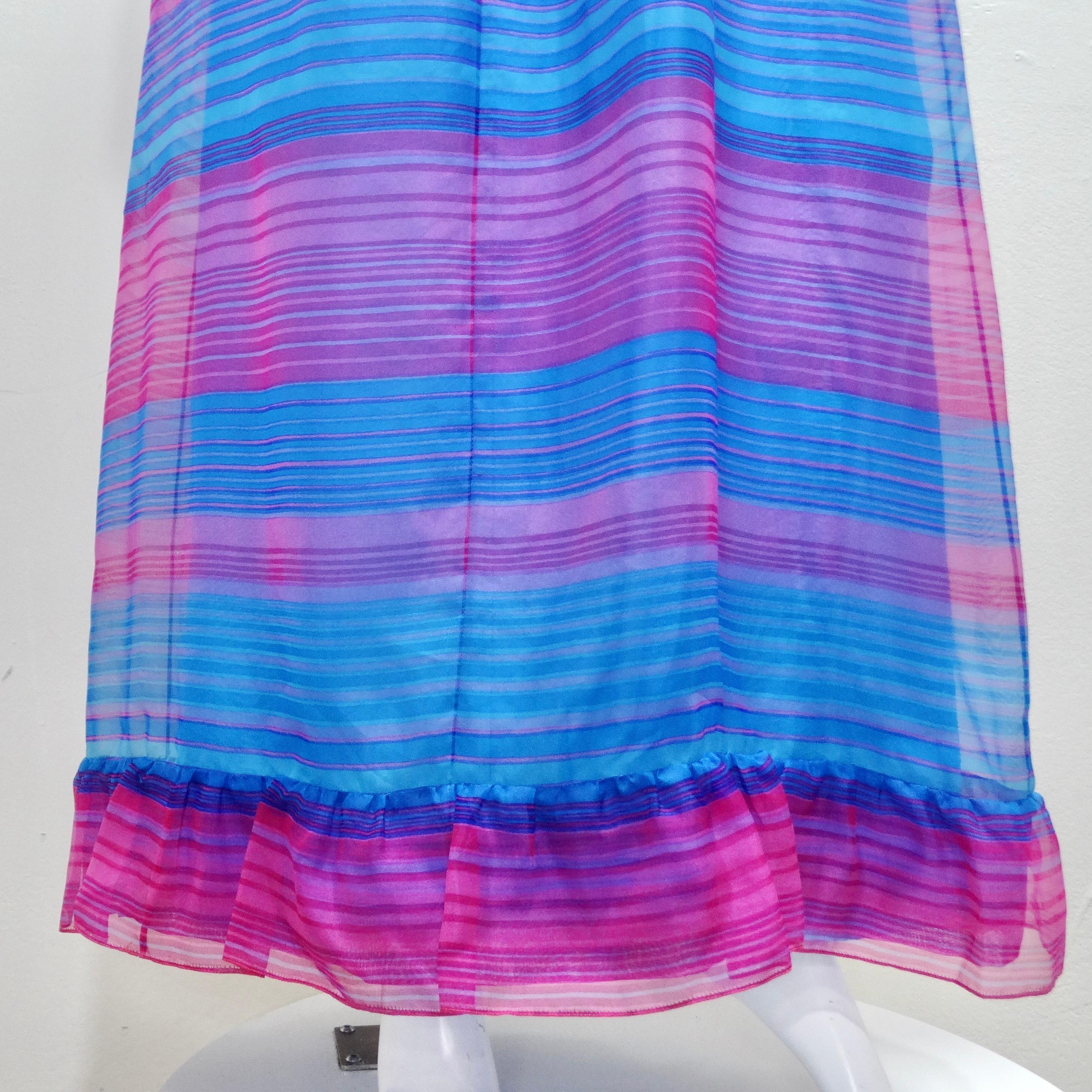 Givenchy 1980s Pink & Blue Stripe Dress For Sale 1