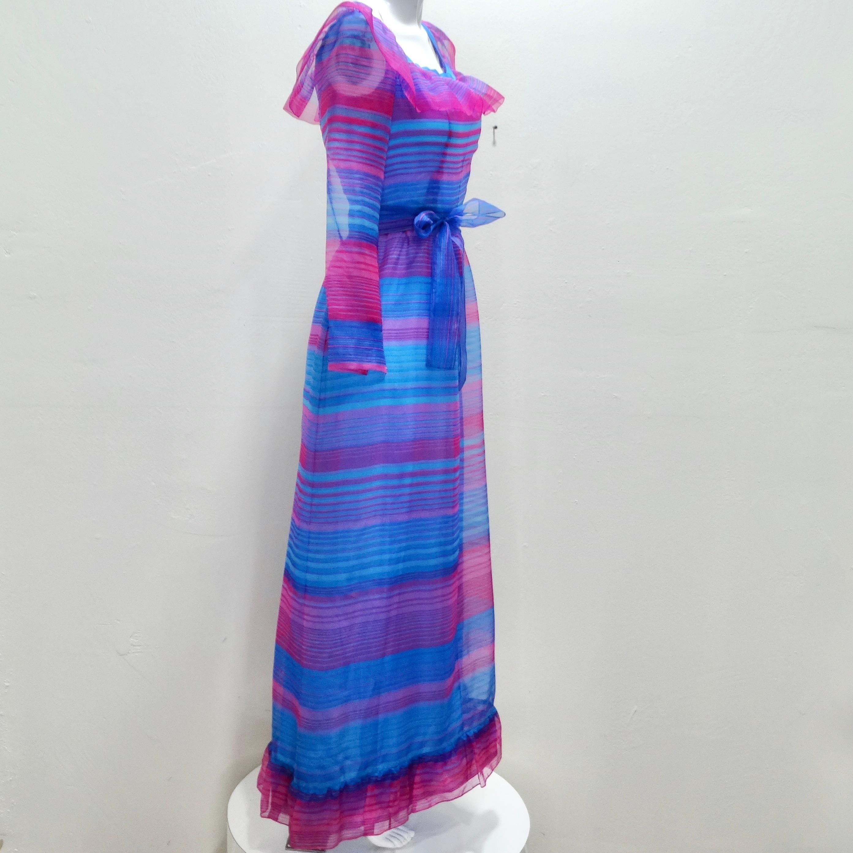 Givenchy 1980s Pink & Blue Stripe Dress For Sale 2