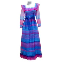 Givenchy 1980s Pink & Blue Stripe Dress