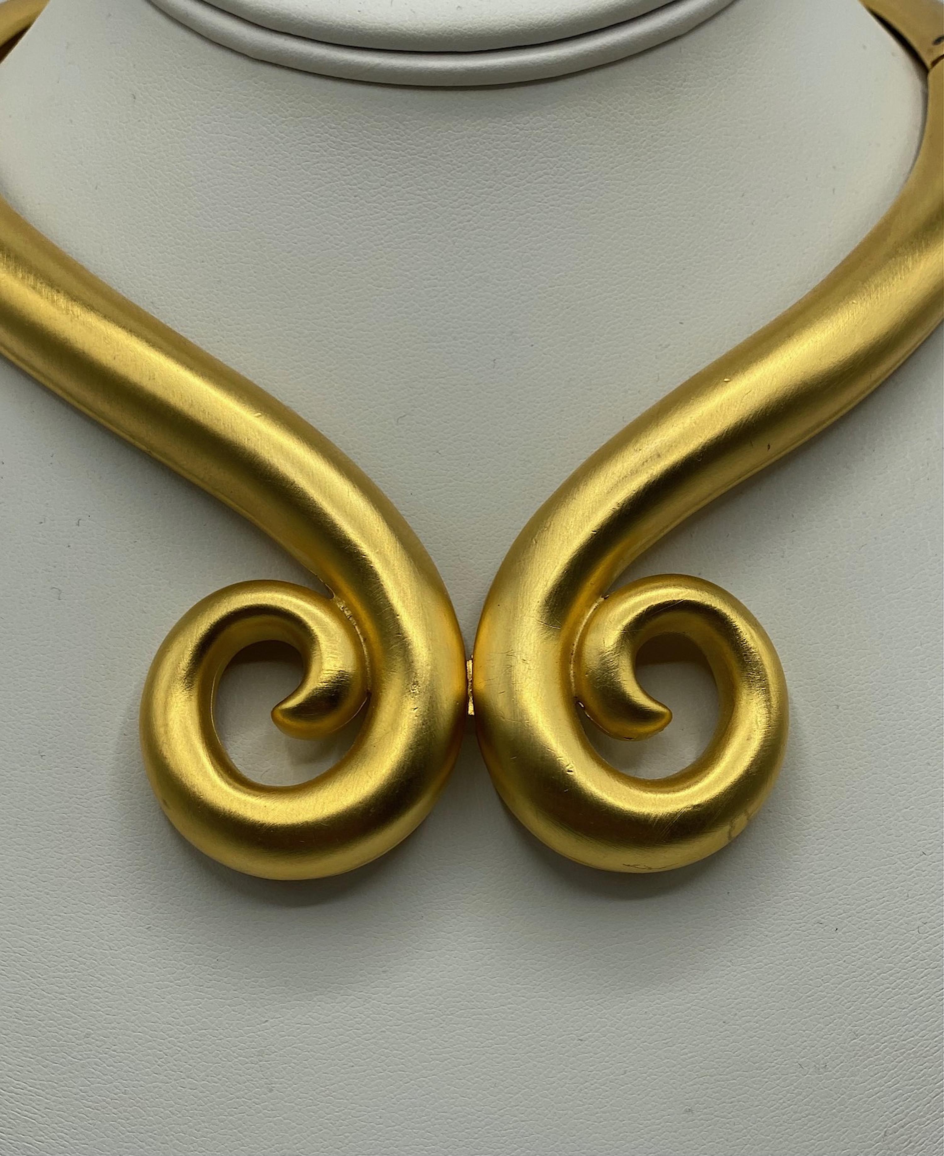 Women's or Men's Givenchy 1980s Satin Gold Torque Necklace