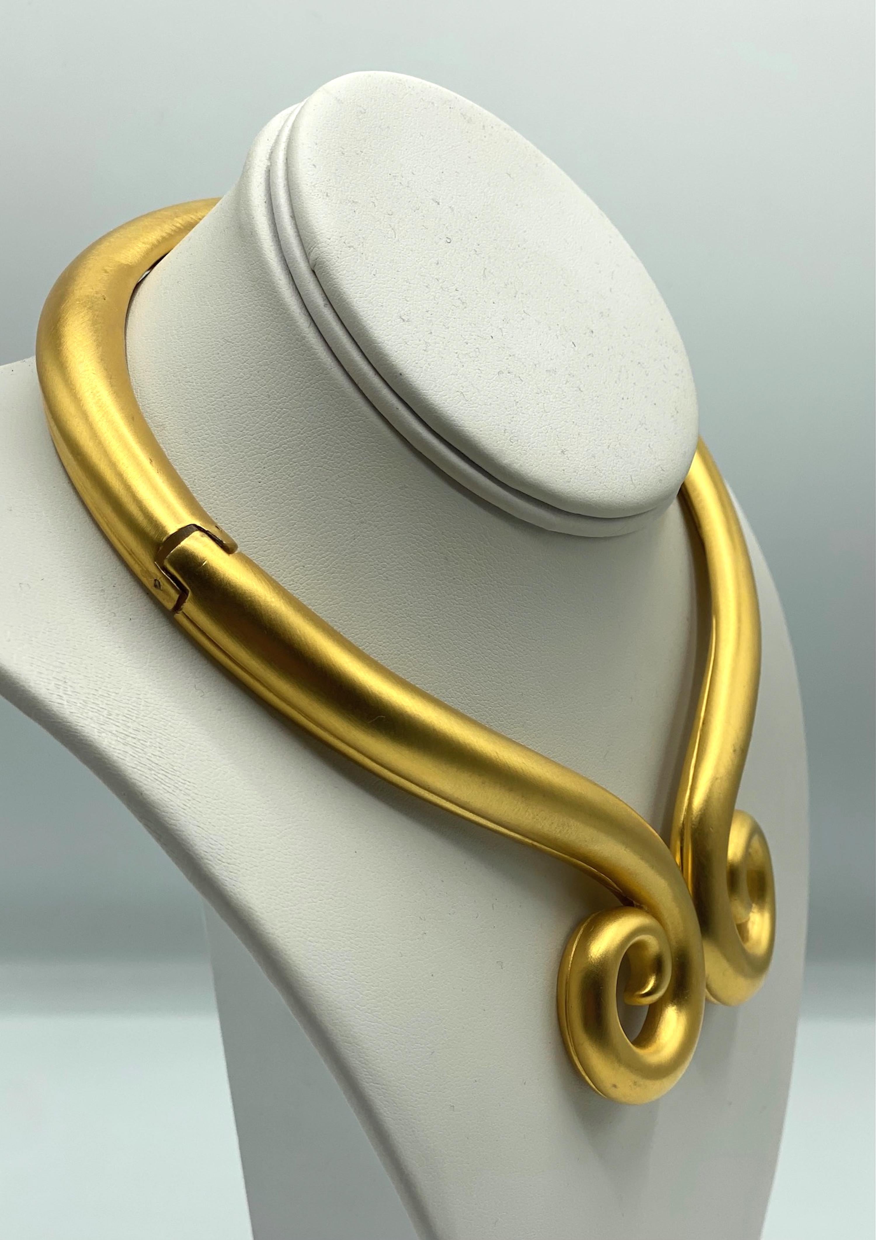 Givenchy 1980s Satin Gold Torque Necklace 1