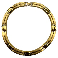 Givenchy 1980s Textured Satin & Polished Gold Chocker Necklace