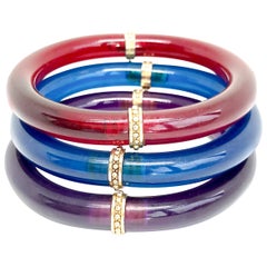 Givenchy - Ensemble de bracelets jonc en lucite vintage, années 1980