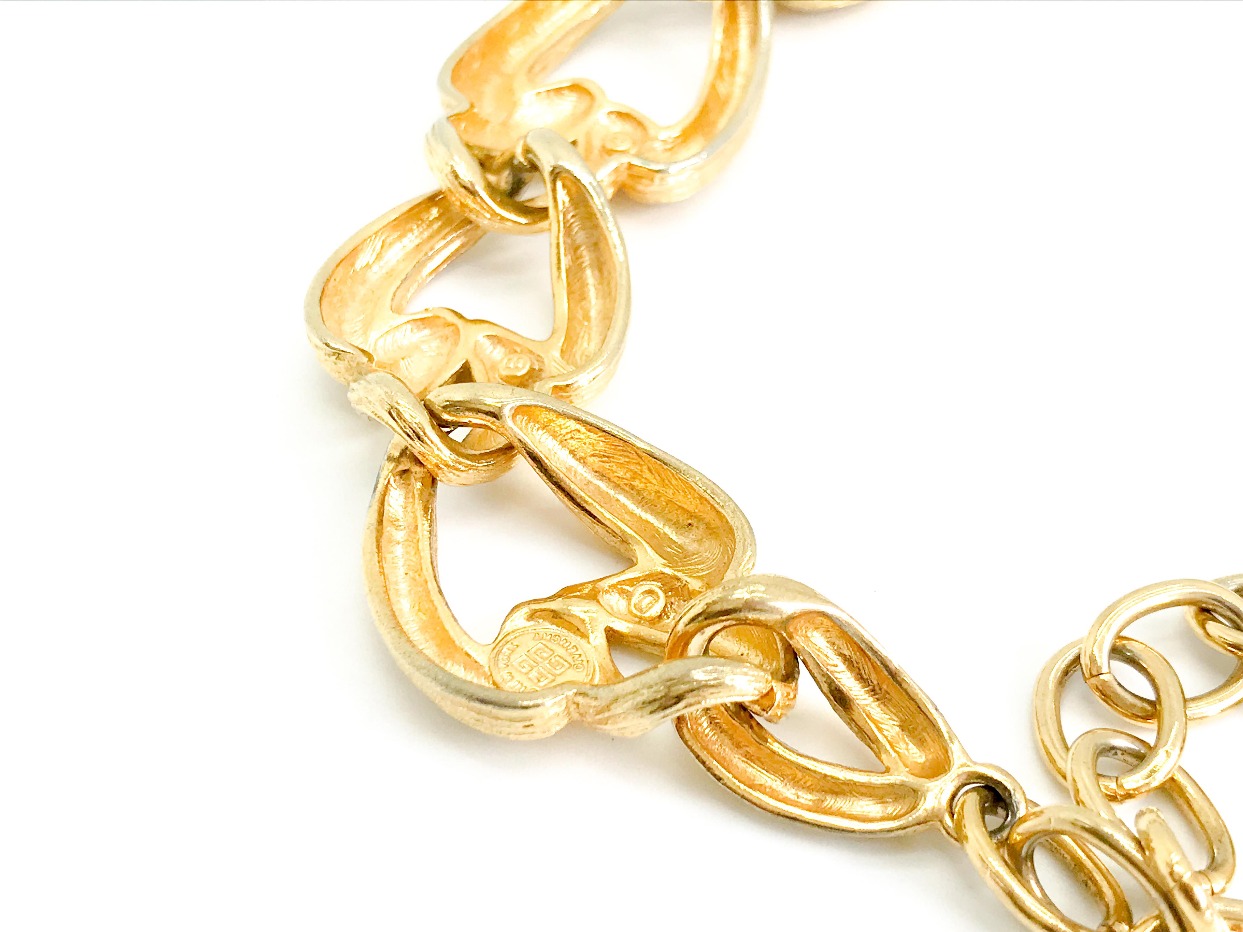 Givenchy 1980s Vintage Statement Chunky Gold Tone Necklace 5