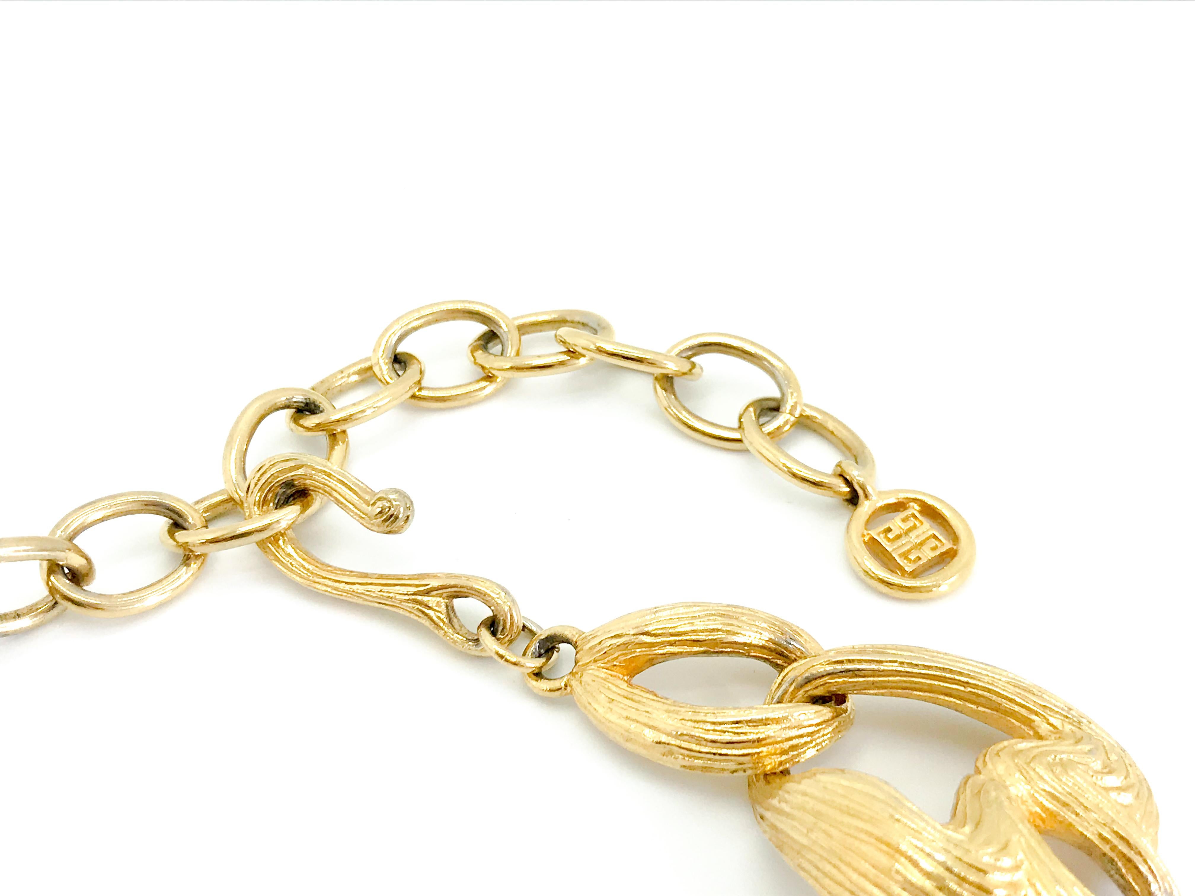Givenchy 1980s Vintage Statement Chunky Gold Tone Necklace 7