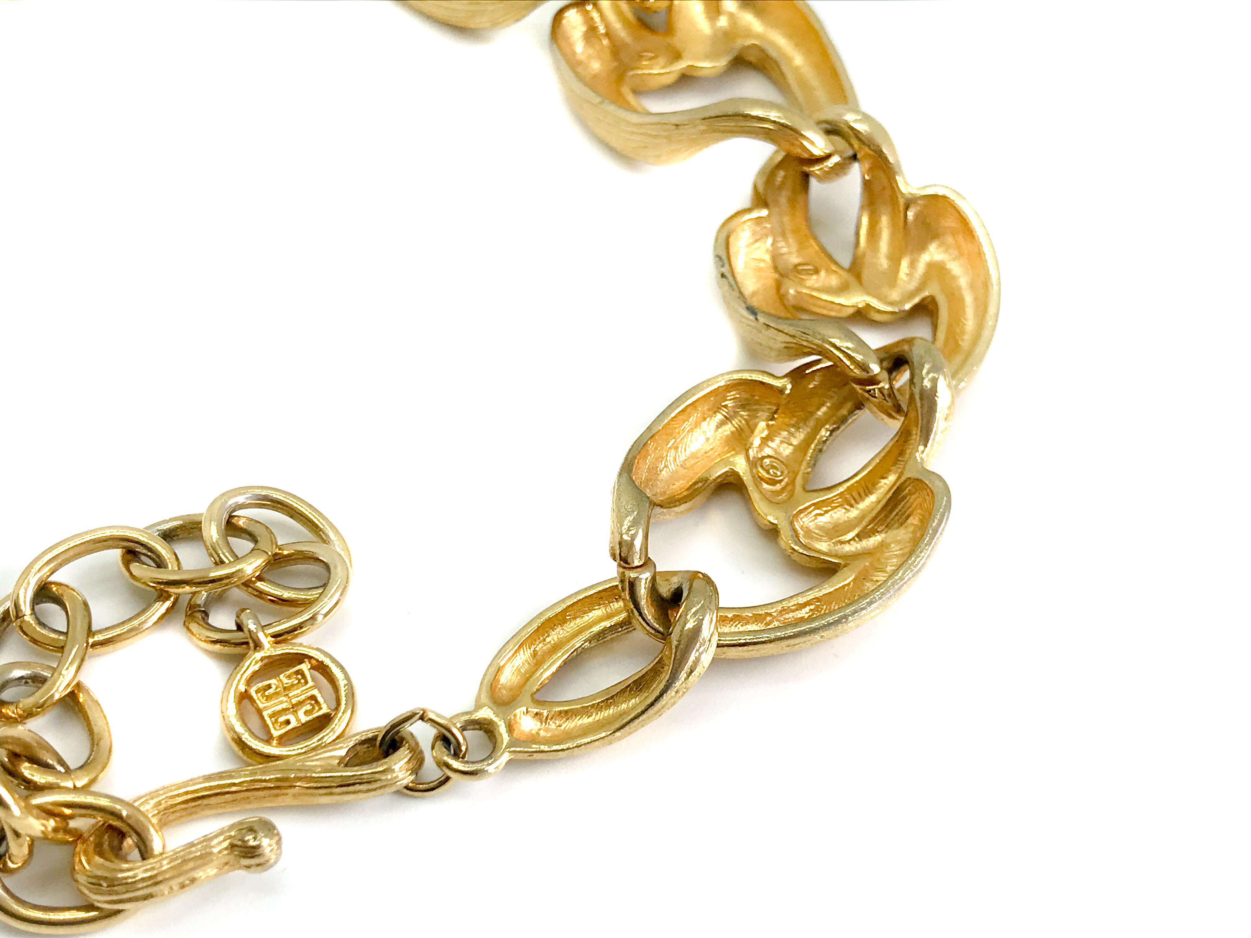 Givenchy 1980s Vintage Statement Chunky Gold Tone Necklace 10