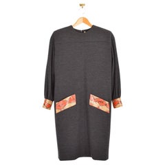 Givenchy 1980'S Wool & Python Skin Long Sleeve Cocktail Dress