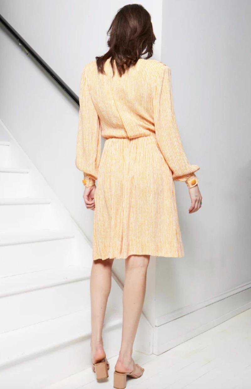 Givenchy 1980s Yellow Striped Dress In Excellent Condition For Sale In New York, NY