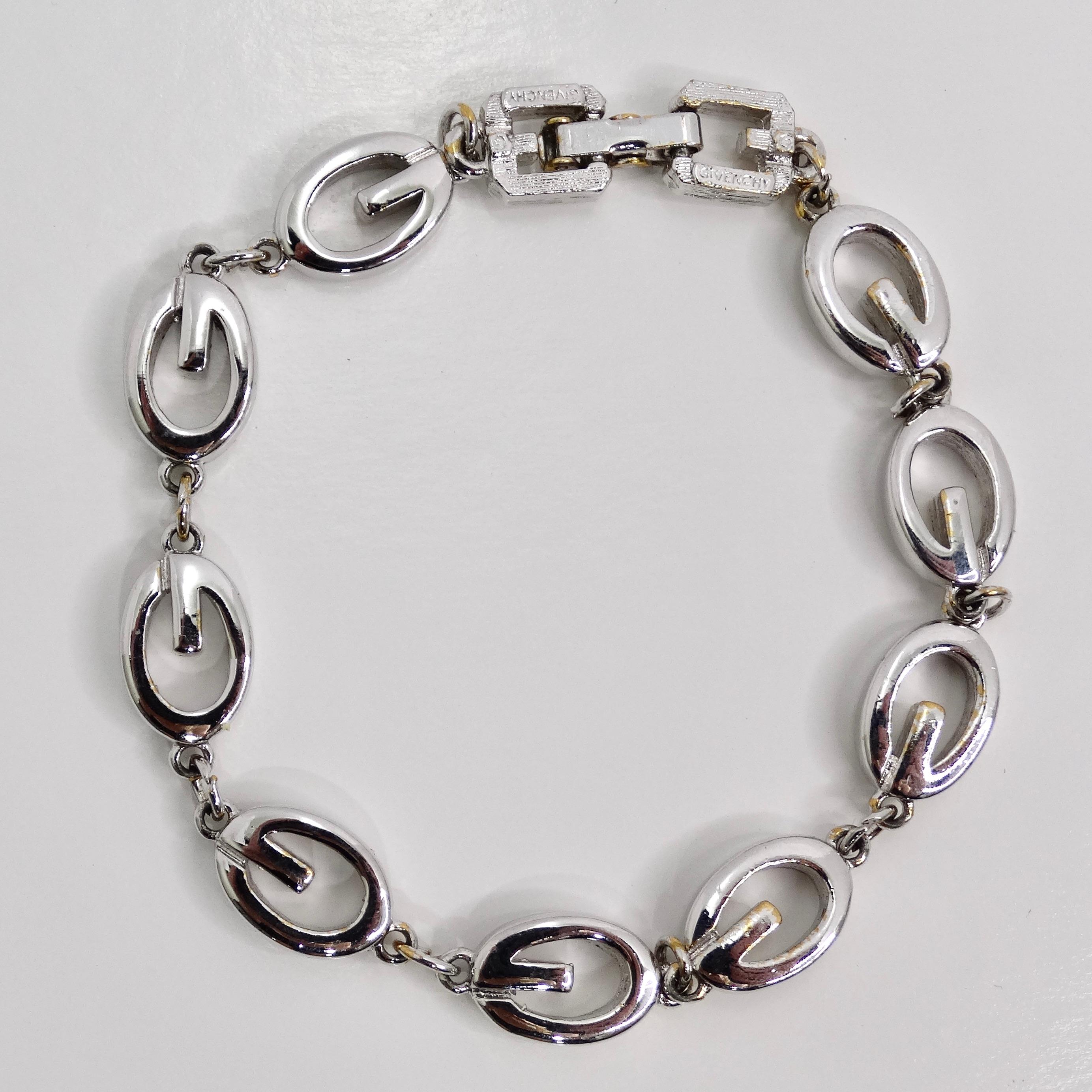 Givenchy, bracelet personnalisé en métal argenté, années 1990 en vente 3