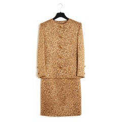 Givenchy 1990s Haute Couture Veste Jupes FR38 Golden Brocade Ensemble UK10 US8