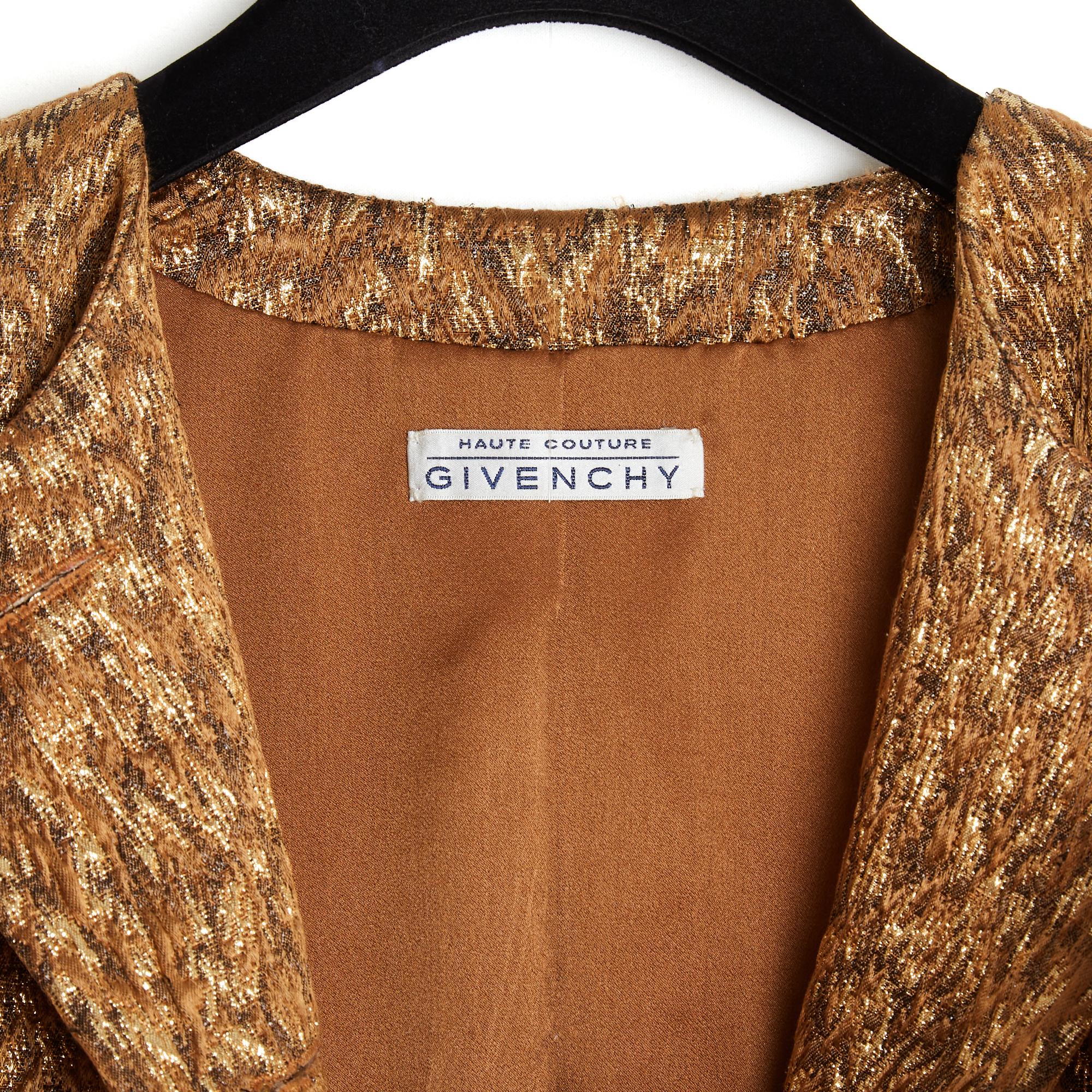 Givenchy 1990s Alta Costura Veste Jupes FR38 Conjunto Brocado Dorado UK10 US8 2