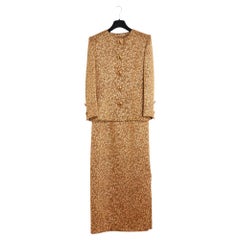 Givenchy 1990s Alta Costura Veste Jupes FR38 Conjunto Brocado Dorado UK10 US8