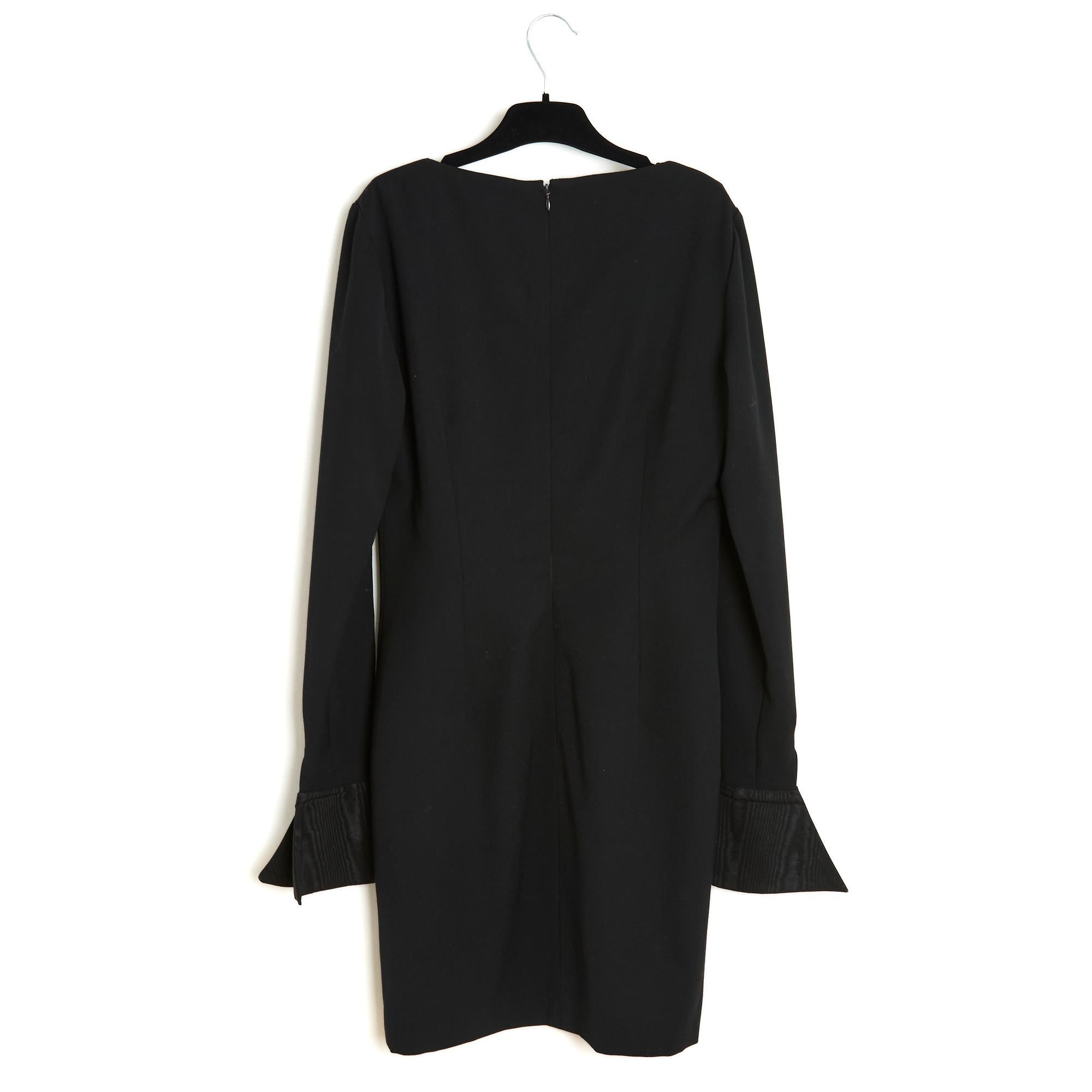 Givenchy 1990s Robe FR38 Black Wool and Shot silk Wrists UK10 US8 For Sale 1