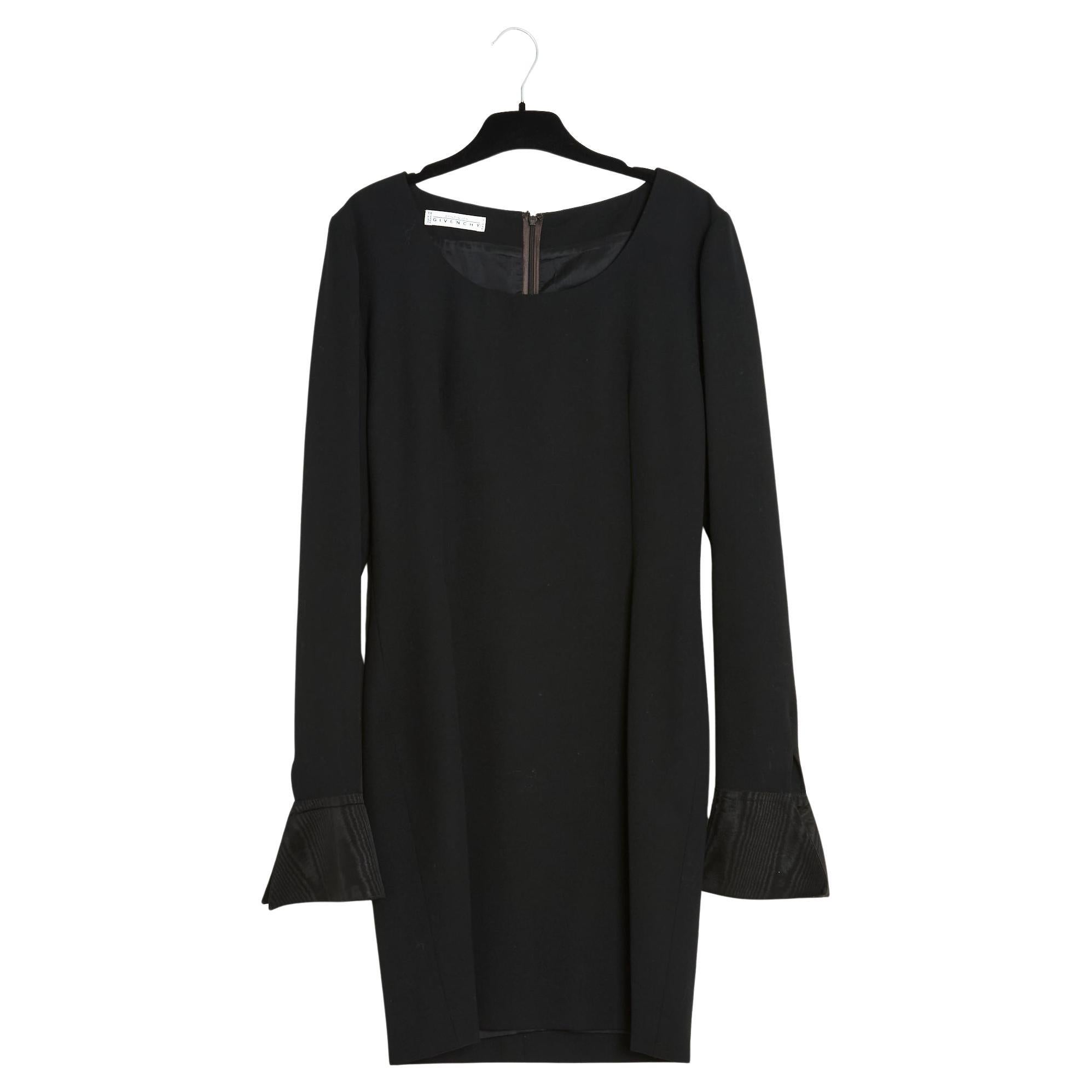 Givenchy 1990s Robe FR38 Black Wool and Shot silk Wrists UK10 US8 For Sale