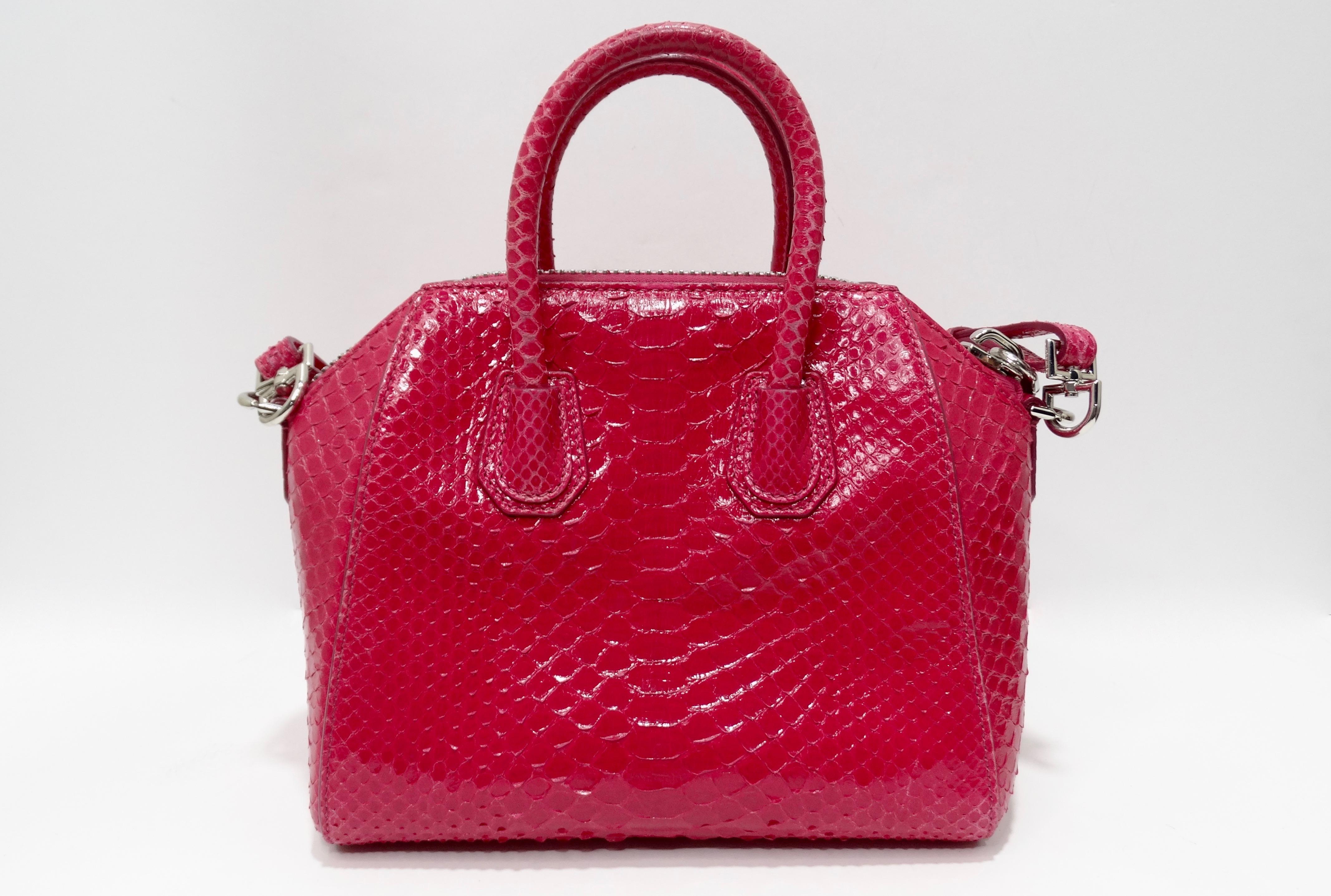 Red Givenchy 2011 Antigona Mini Python Bag  For Sale