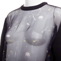 GIVENCHY 2011 Runway Riccardo Tisci black panther sheer silk cotton pullover S