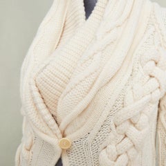 GIVENCHY 2011 strategic chunky cable knit cream cowl neck long cardigan top XS