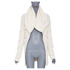 GIVENCHY 2011 strategic chunky cable knit cream cowl neck long cardigan top XS