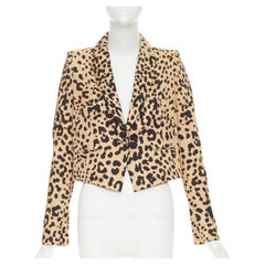 GIVENCHY 2012 leopard paneled cotton tailcoat tuxedo blazer IT36 XXS
