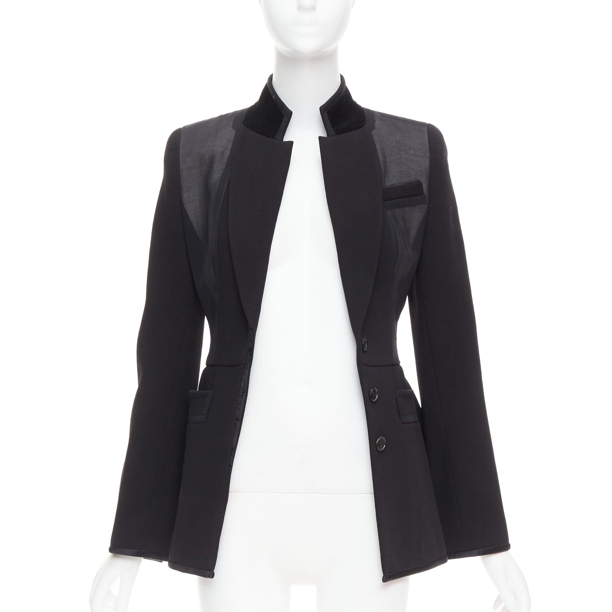 Noir GIVENCHY 2012 Runway noir structurel blazer peplum à superposition de voiles en vente