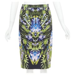 GIVENCHY 2012 symmetric purple green orchid viscose pencil skirt FR38 M GIVENCHY 2012 symmetric purple green orchid viscose pencil skirt FR38 M