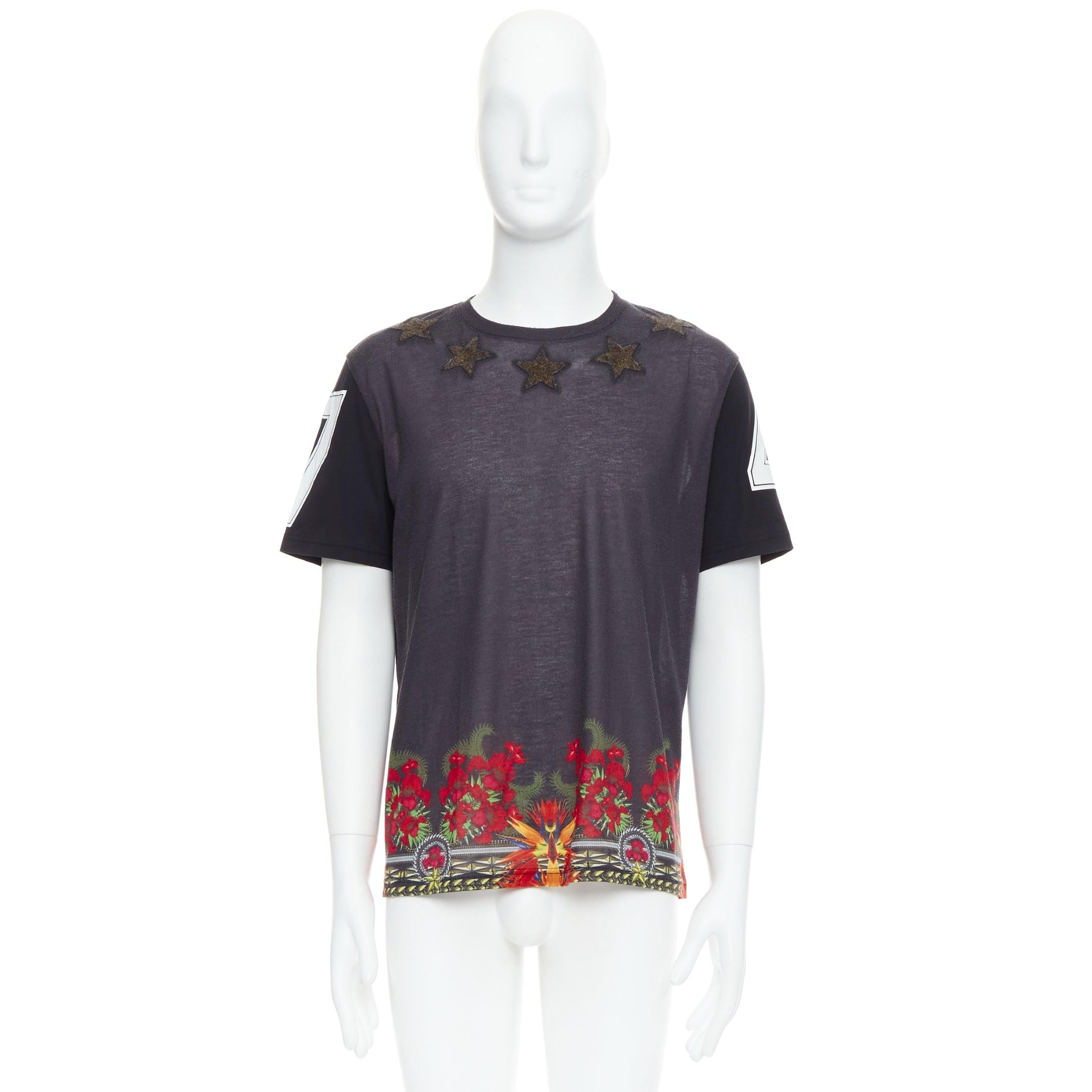 GIVENCHY 2013 Bird of Paradise star applique washed cotton tshirt M For Sale 5